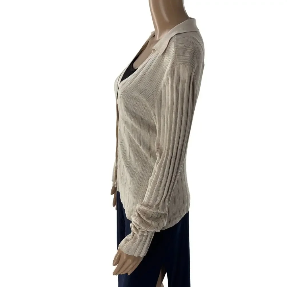 Rag & Bone Champagne Gold Pacey V Neck Button Down Cardigan Sweater